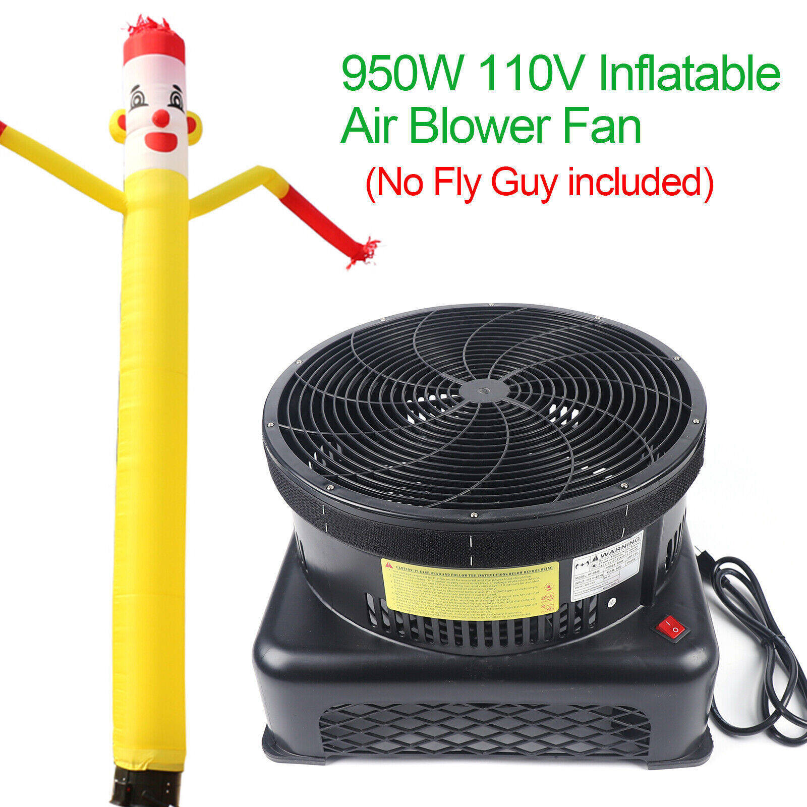 950W Air Blower Fan Fit Inflatable Wind Dancer Tube Man Fly Guy Sky Puppet Black