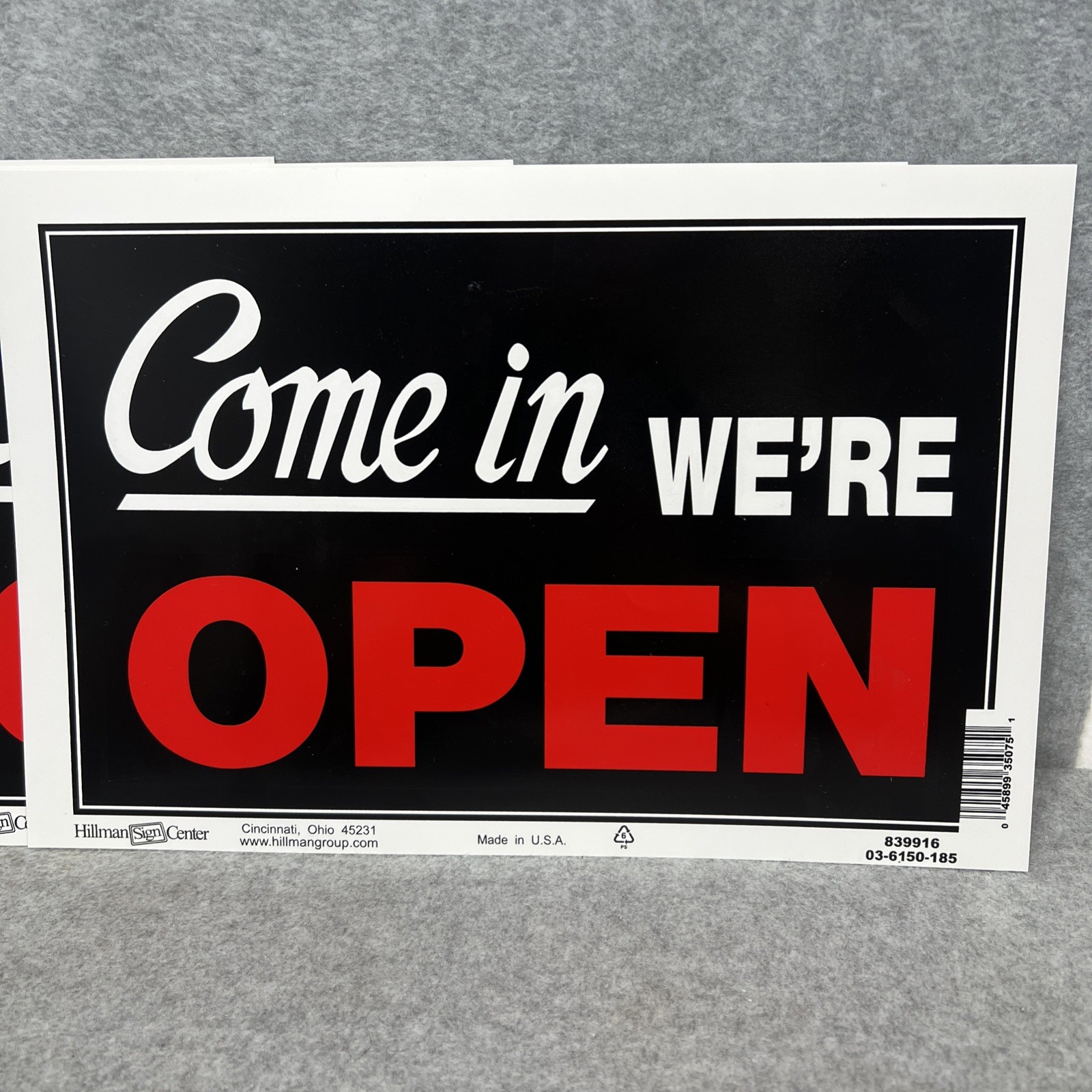 Lot of 5 COME IN WE’RE OPEN/SORRY WE’RE CLOSED Signs Hillman 839916 8″x12″