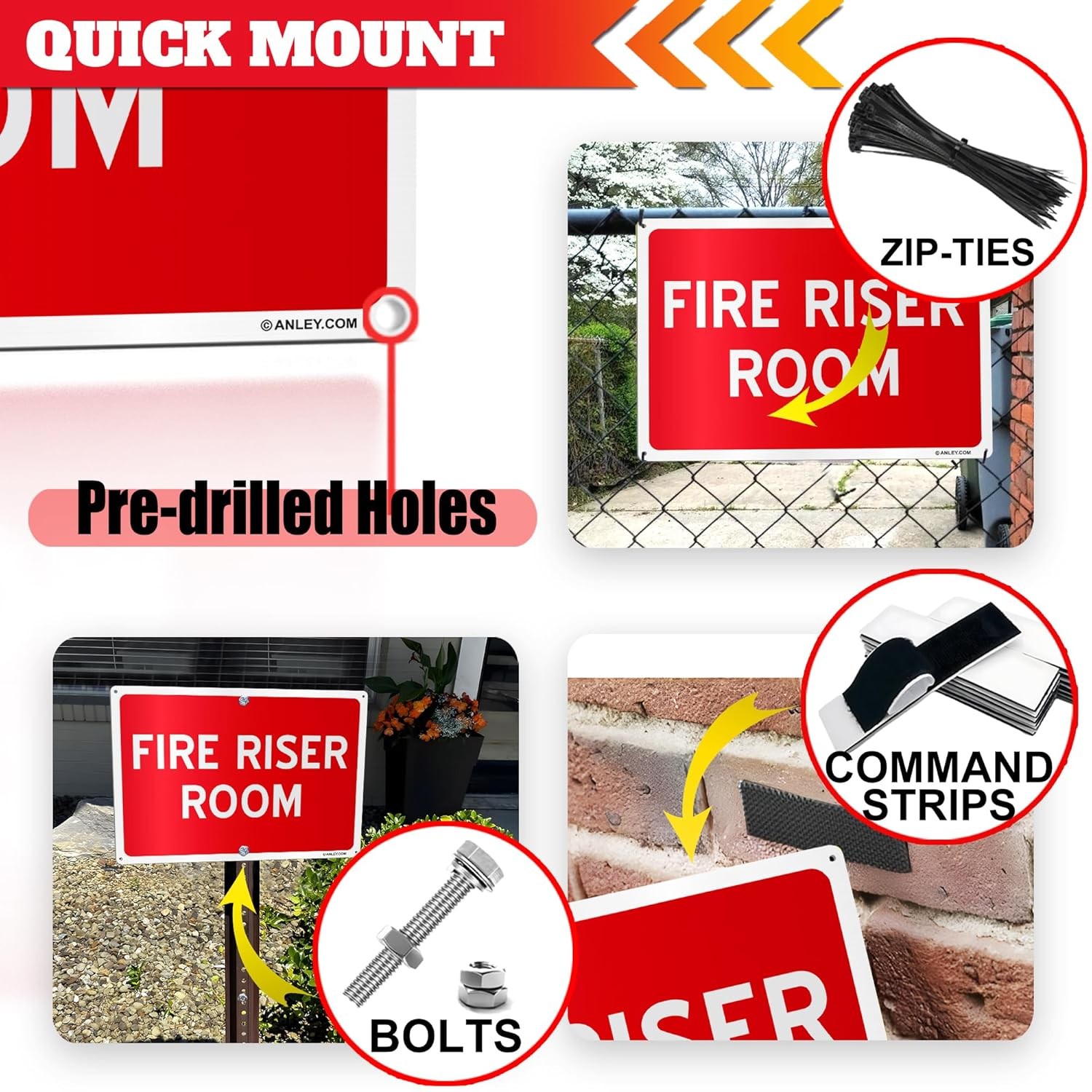 Anley Fire Riser Room Sign Aluminum 7″x10″ Fire Pump Safety Metal Warning Sign