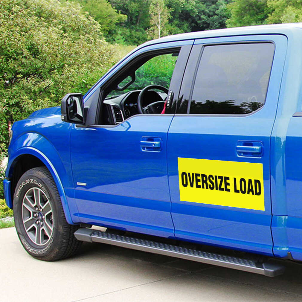 Car Magnet Set of 2 Oversize Load Yellow Background Auto Car Repair Shop A