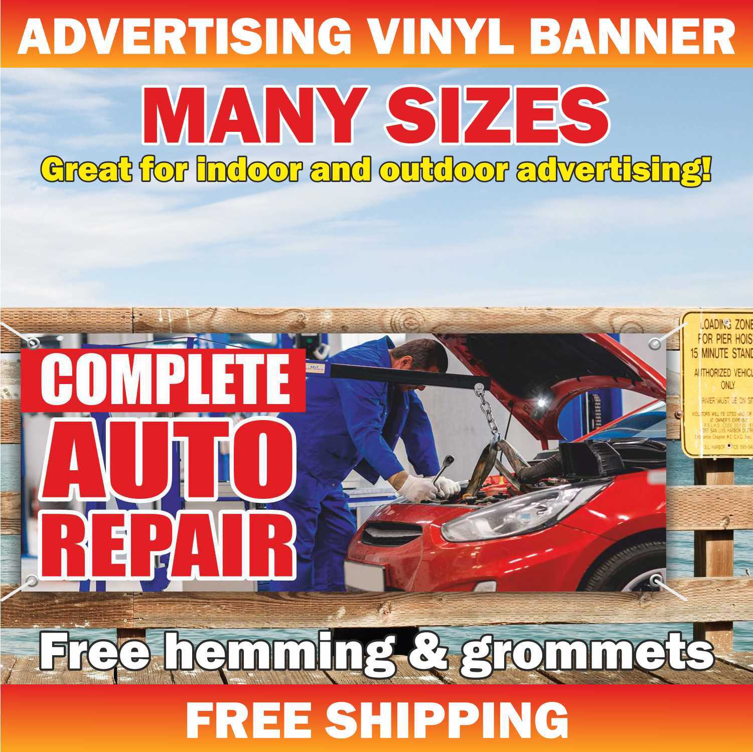 AUTO REPAIR Advertising Banner Vinyl Mesh Sign service mechanic check diagnostic