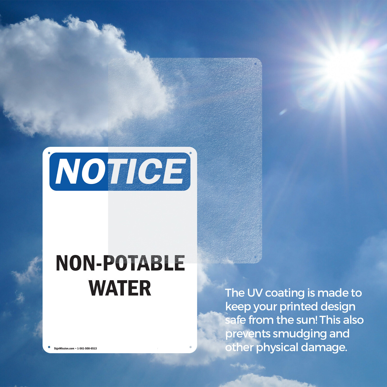 (2 Pack) Non-Potable Water OSHA Notice Sign Decal Metal Plastic
