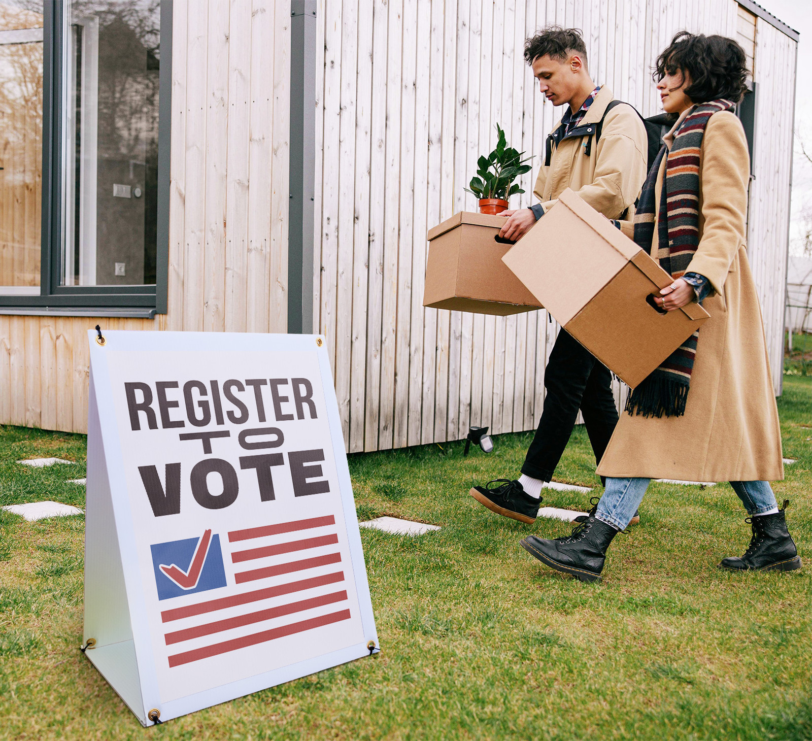 Register To Vote A-Frame Sidewalk Sign Civic Engagement Community Sign Now