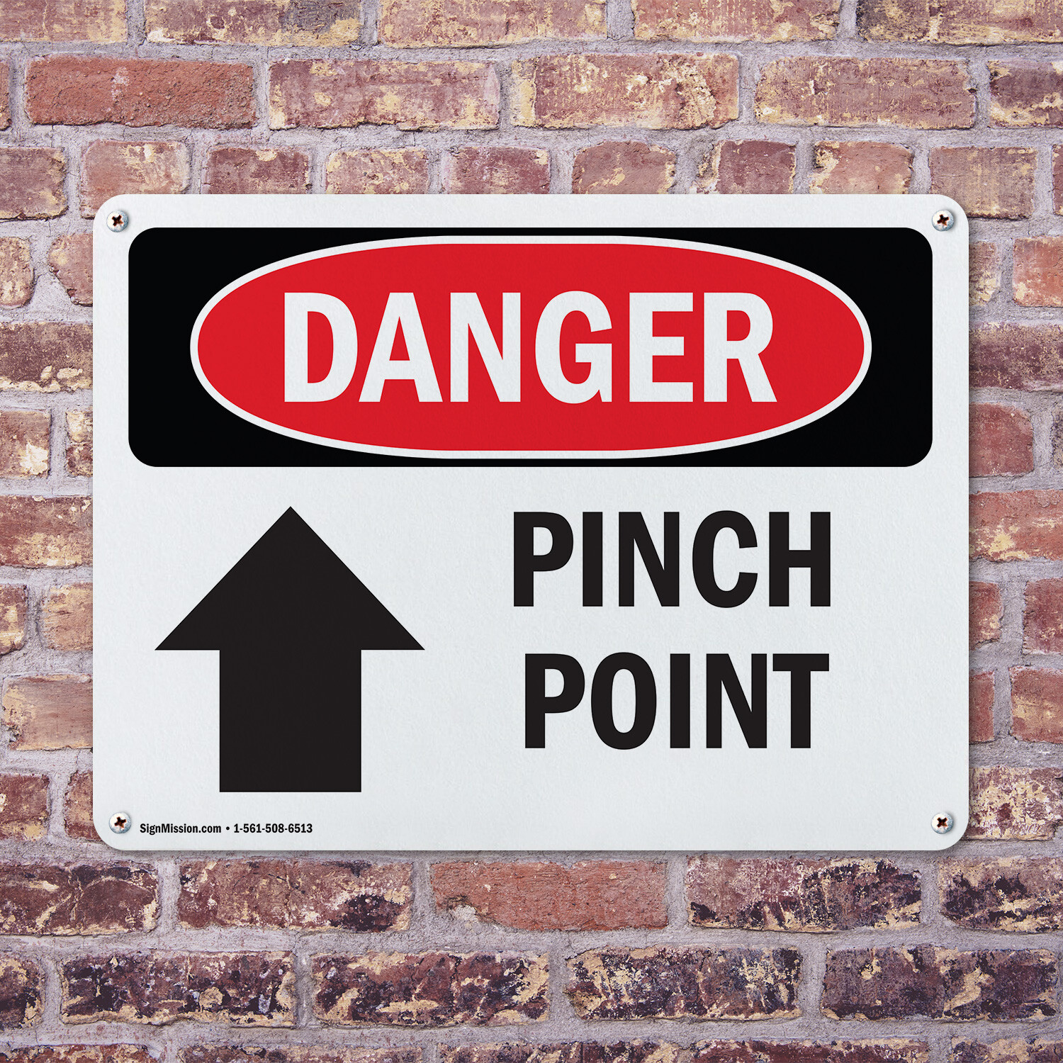 (2 Pack) Pinch Point OSHA Danger Sign Decal Metal Plastic