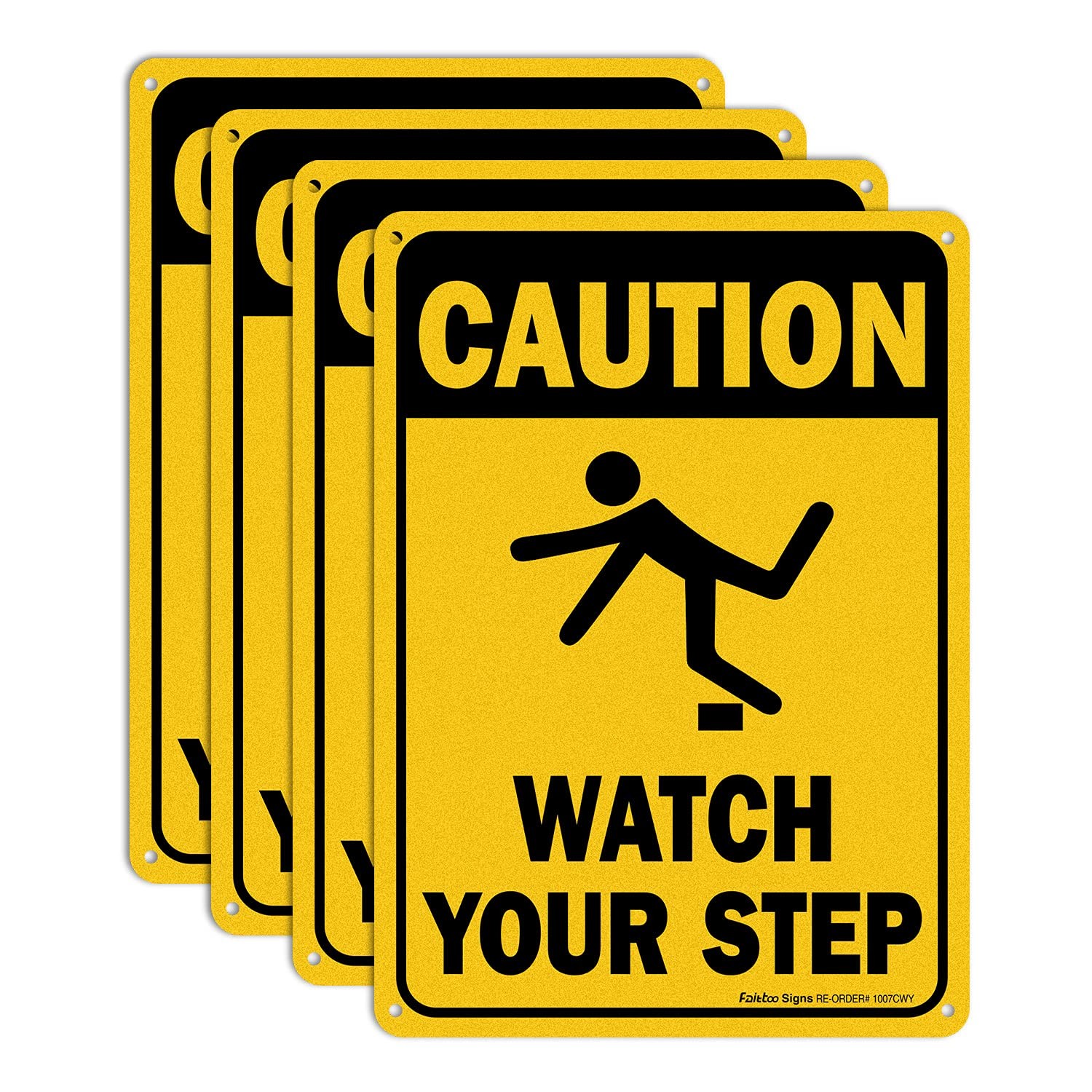 (4 Pack) Caution Watch Your Step Sign Safety Sign, 10 x 7 Inches rectangle, ….