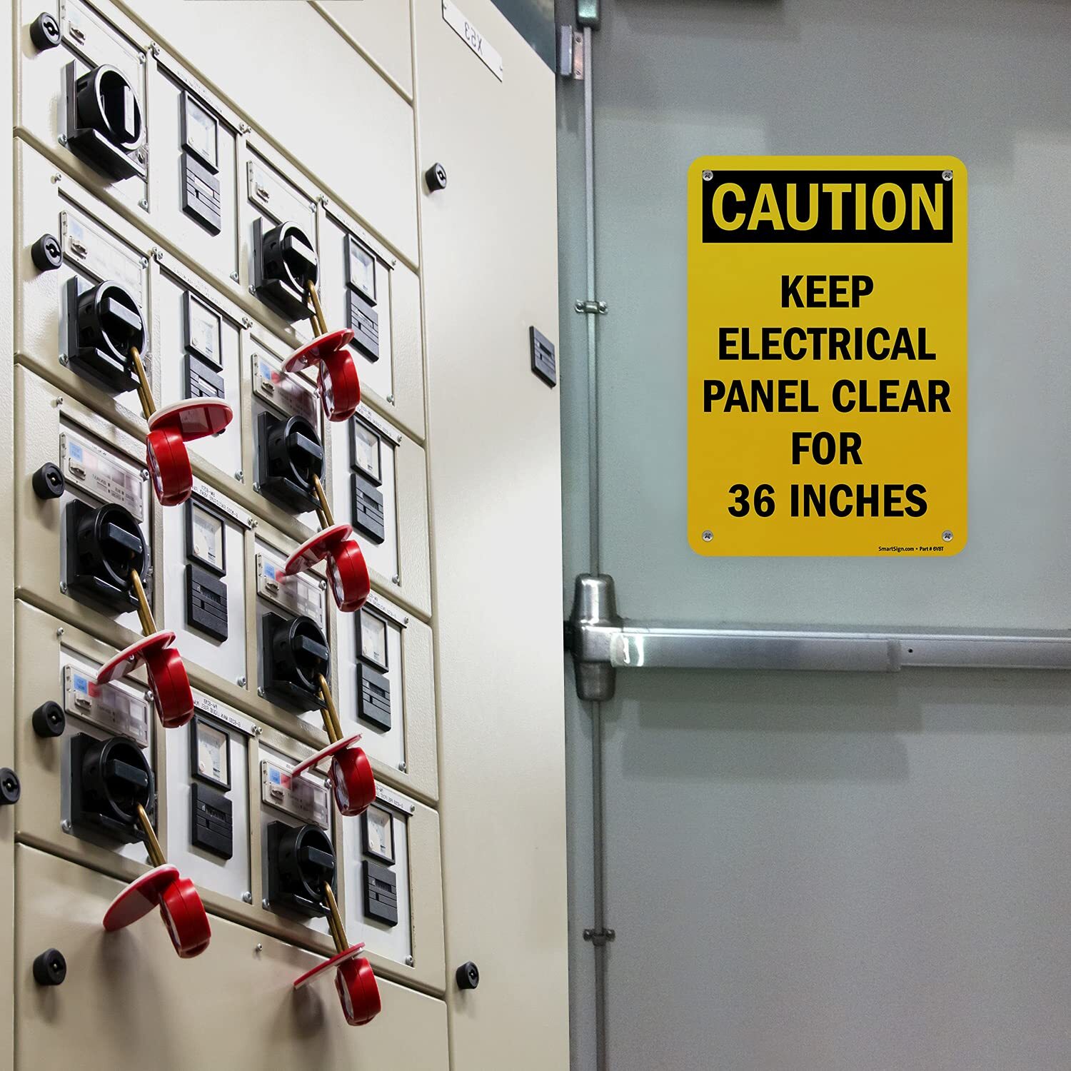 10×7 inch Caution Sign Keep Electric Panel Area Clear For 36 Inches Plastic