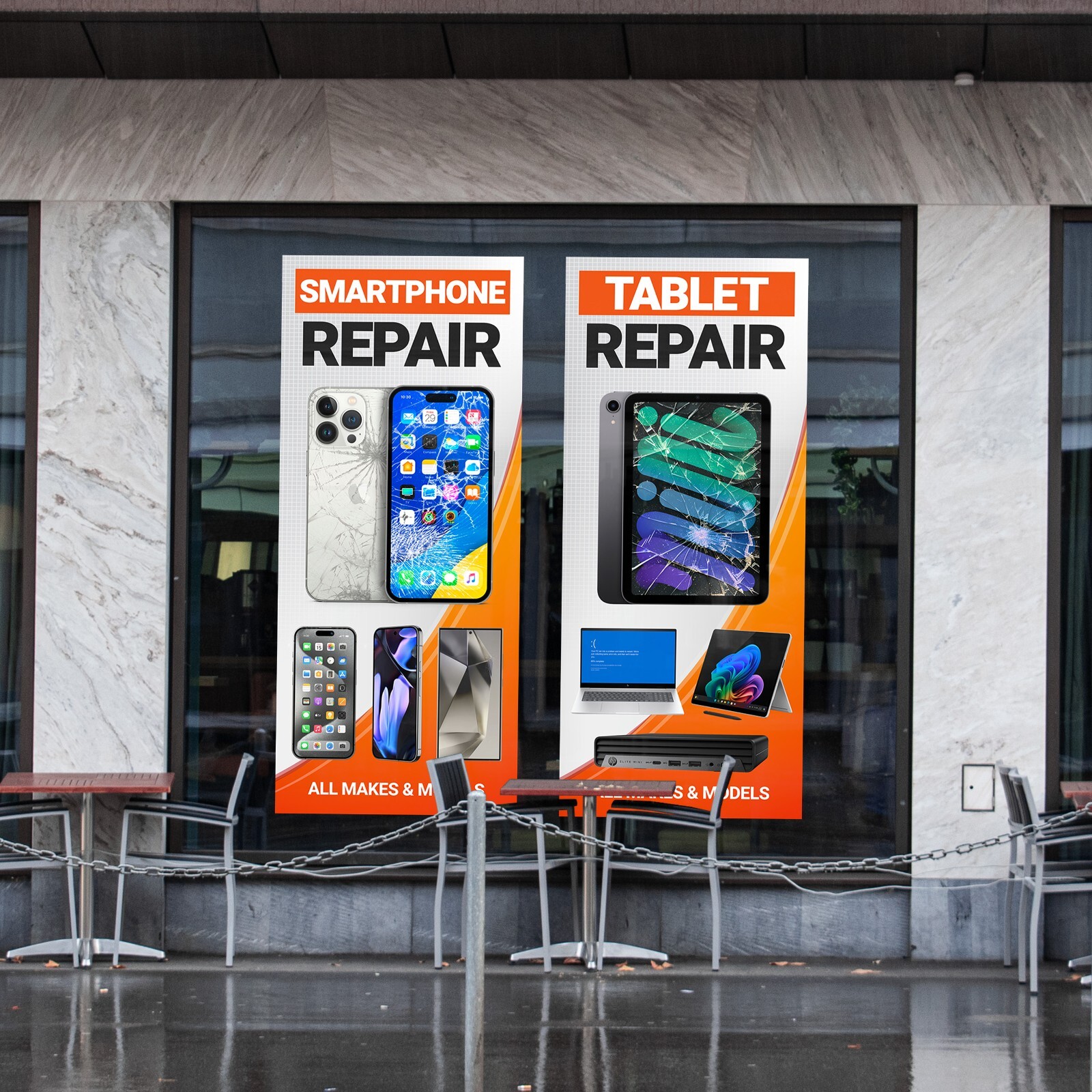 Smartphone Tablet Repair Retail Door Window Wraps iPhone sign poster banner