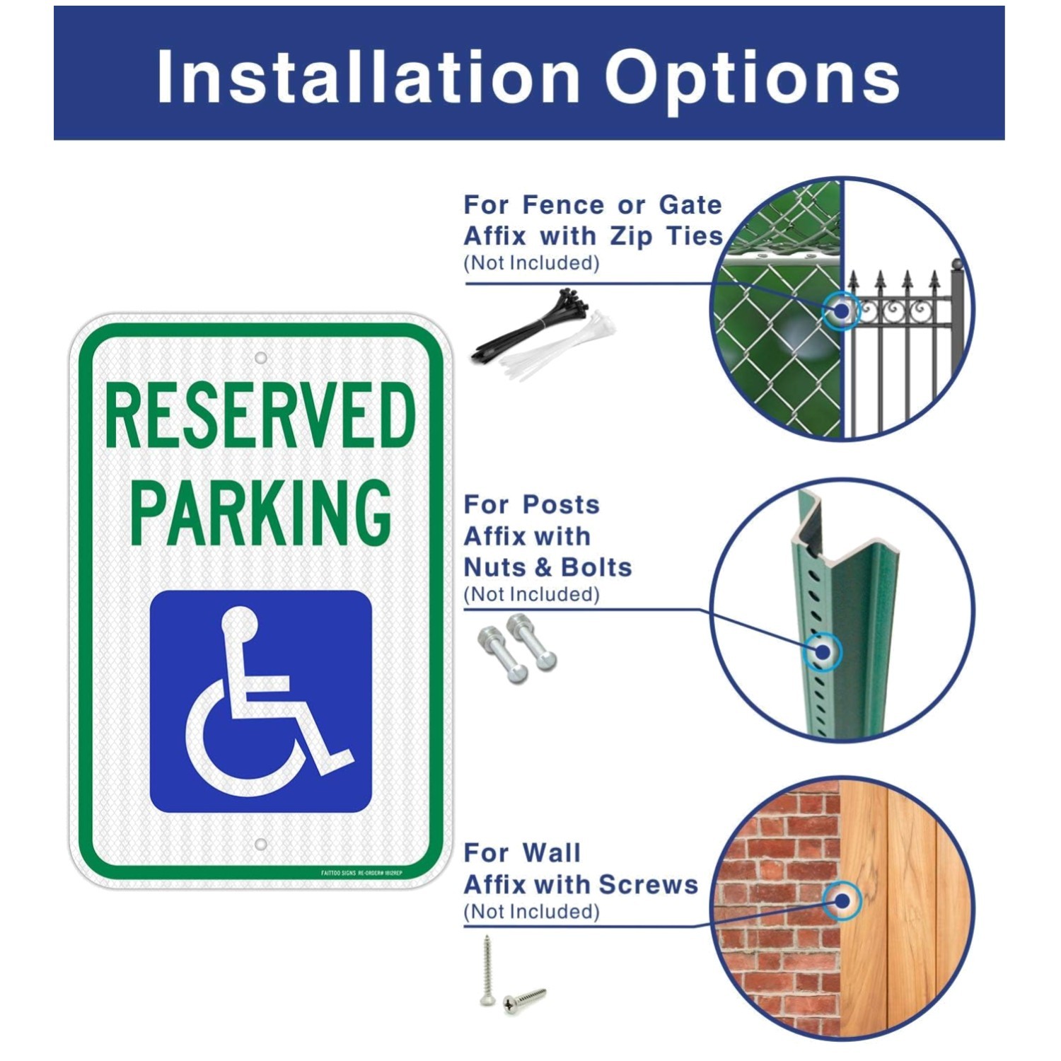 Handicap Parking Signs 4 Pack – Weather Resistant 18×12