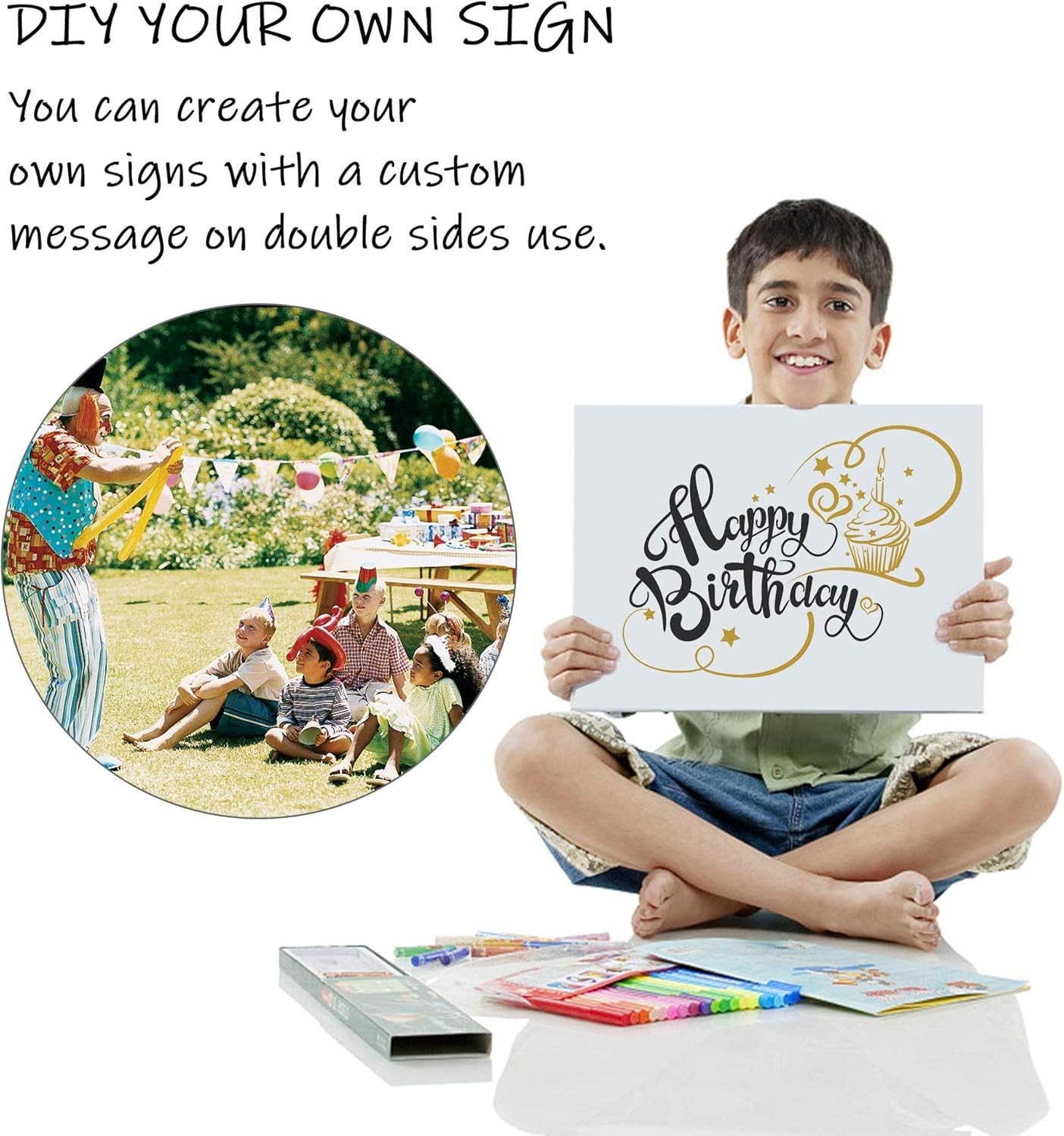 DIY Blank Lawn Signs, 18×12 Inches – Ideal for Events & Promotions, 4-Pack