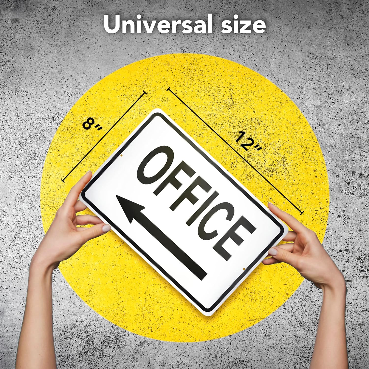 Office Sign with Left Arrow, 8X12 Reflective Aluminum Office Door Signs, UV Prot