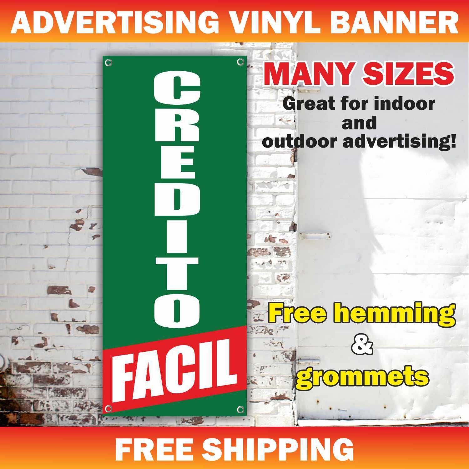 CREDITO FACIL Advertising Banner Vinyl Mesh Sign EASY CREDIT Préstamo Efectivo