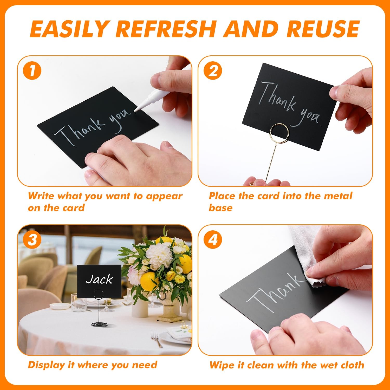 30 Pack Mini Chalkboard Signs with Table Number Holders, 4×3 inch Small Chalk…