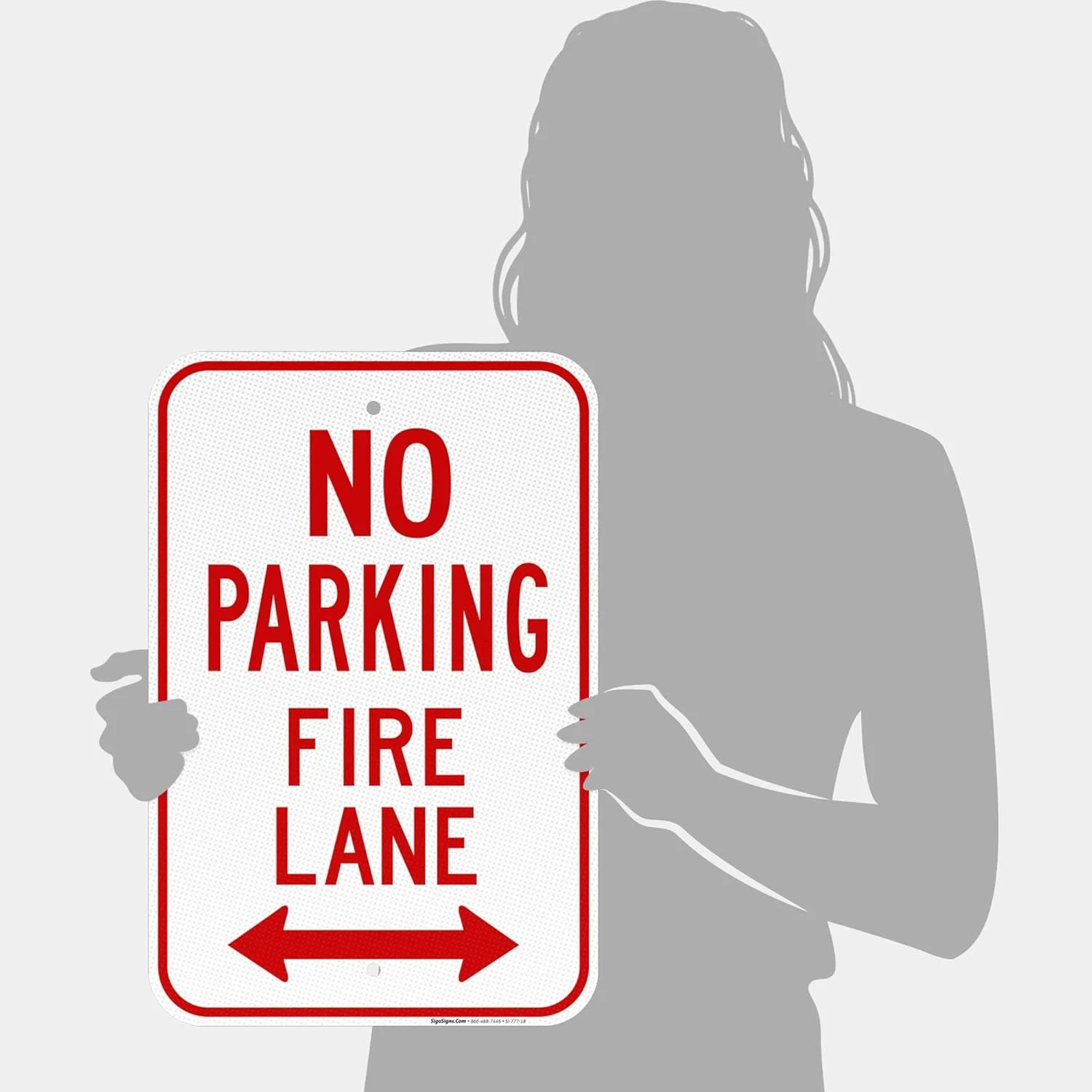 No Parking Fire Lane Bidirectional Arrow Sign, 12×18 Inches, 3M EGP Reflective .