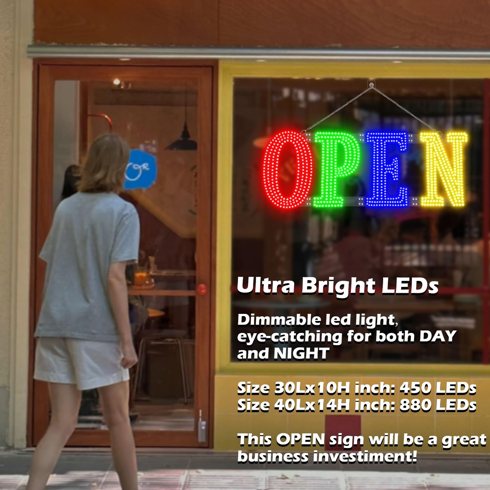 Led Open Signs for Business 30x10in Big Open Sign Led w/Remote Control Window…