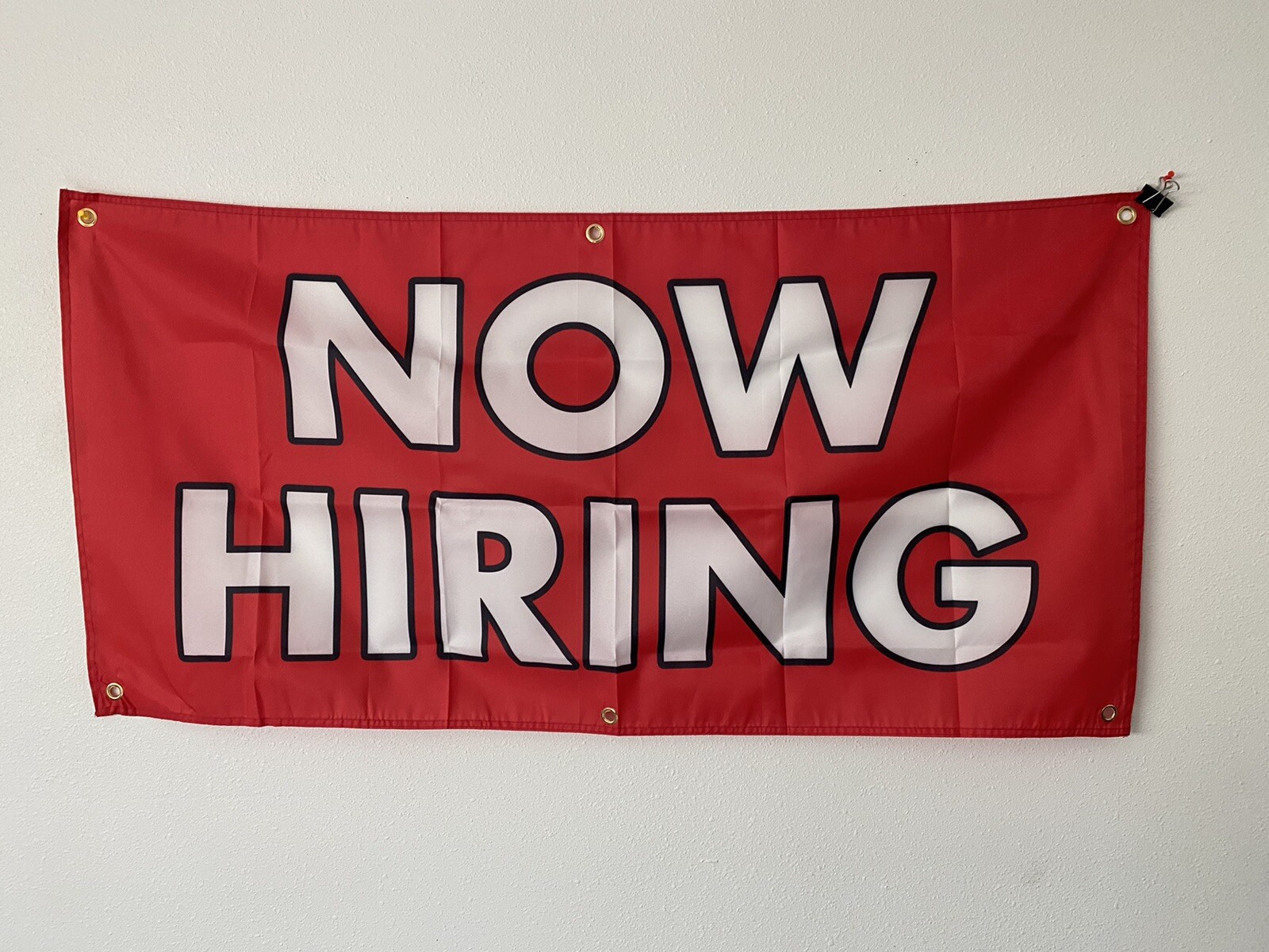 5 Pack 2×4 ft NOW HIRING Banner Sign Store Retail Super Polyester Fabric-New A6
