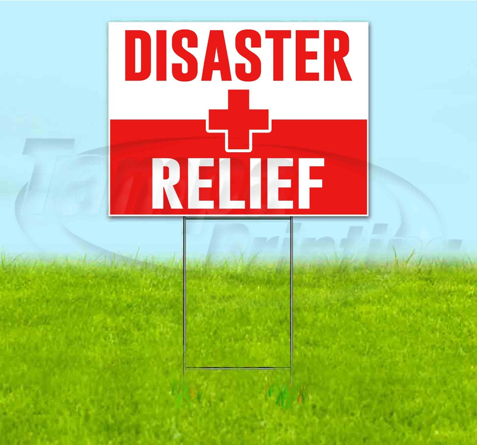 DISASTER RELIEF 18×24 Yard Sign WITH STAKE Corrugated Bandit BUSINESS SHELTER