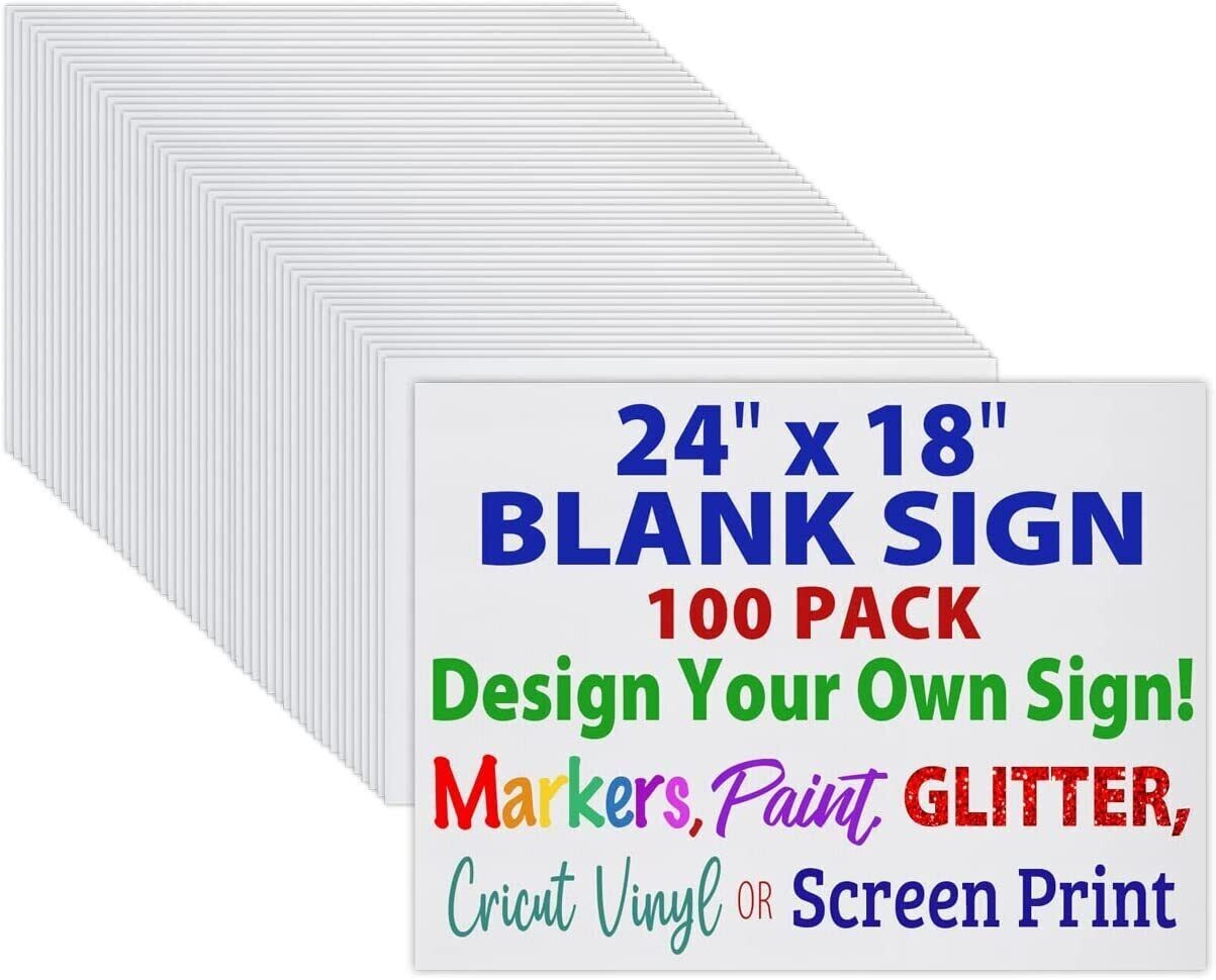 Heavy Duty 24″x18″ Blank Corrugated Plastic Yard Signs (White)