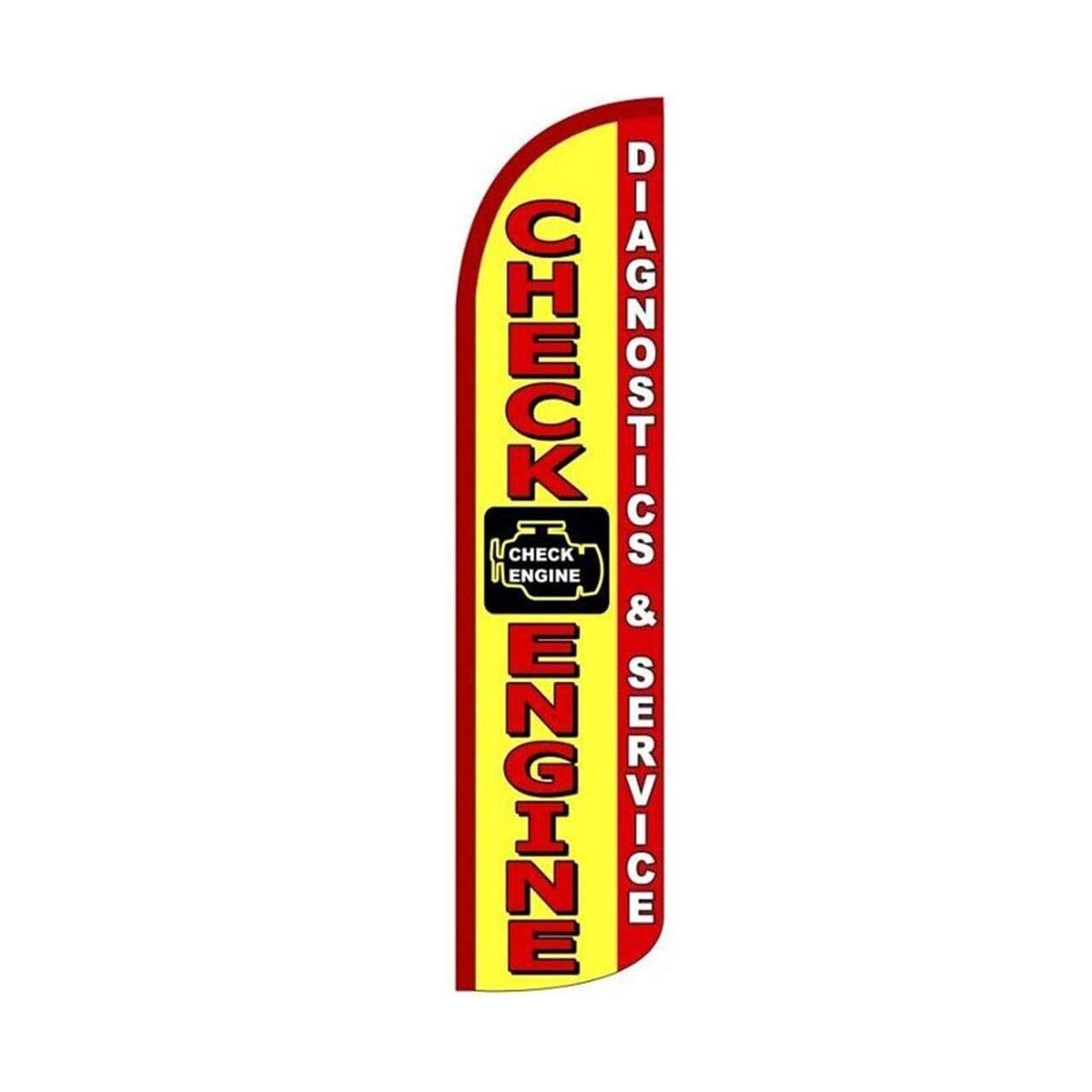 Check Engine Swooper Flutter Windless Feather Flag | 3ft W x 11.5ft Tall