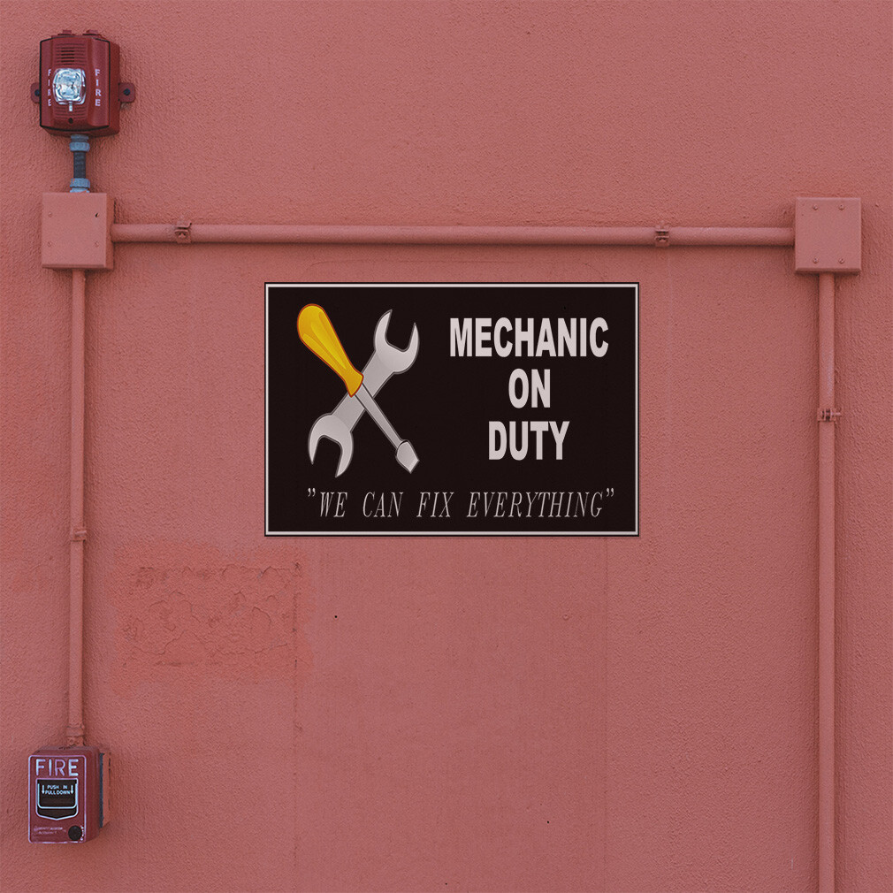 Decal Stickers Mechanic on Duty Black Car Vinyl Store Sign Label Automotive