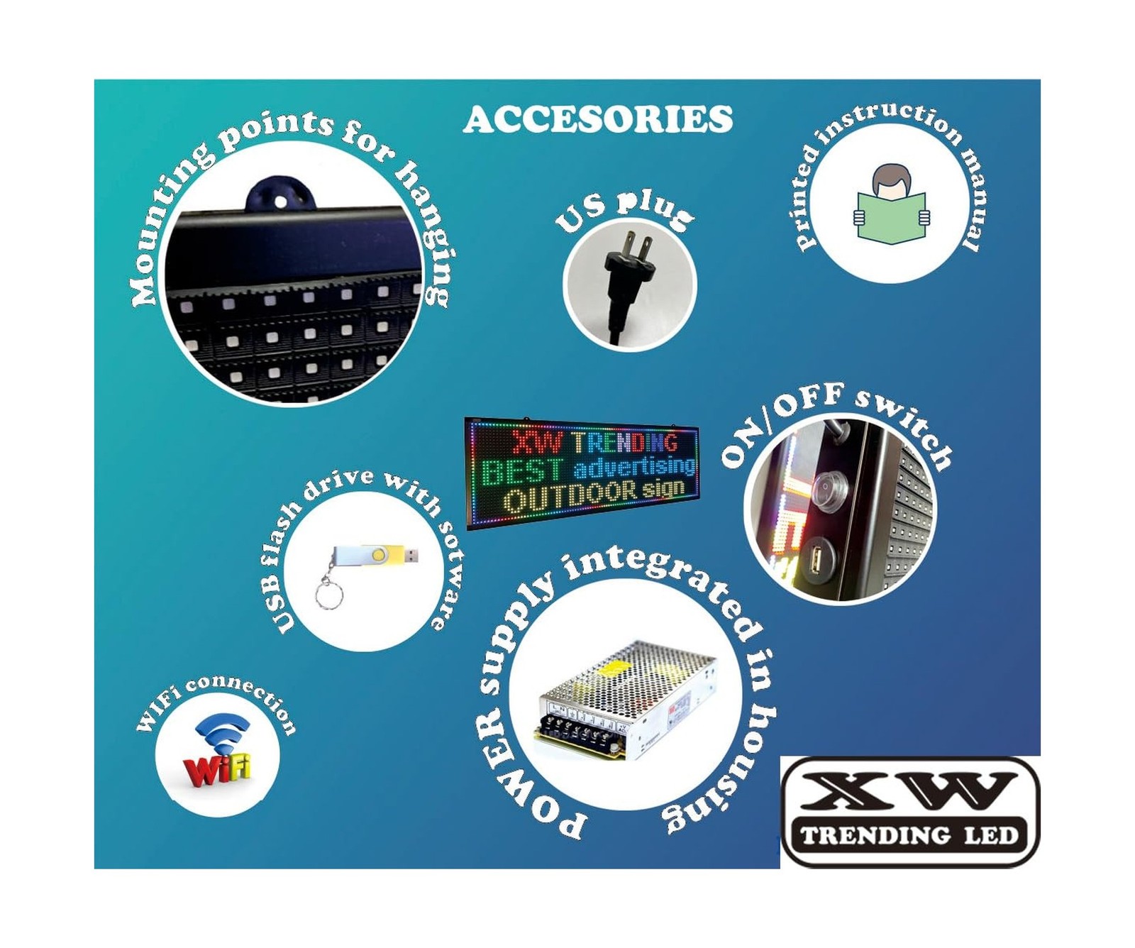 LED sign, scrolling sign 40″ x 14″, WiFi perfect tool for advertising, color …