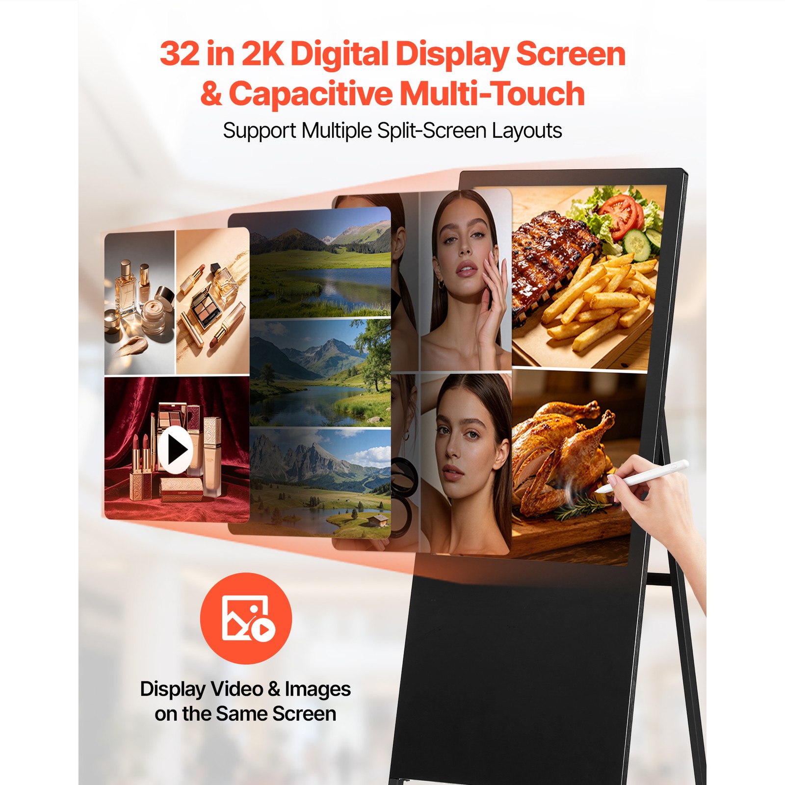 Uimoso 32in Indoor Digital Signage Floor Stand Advertising Display LCD Screen