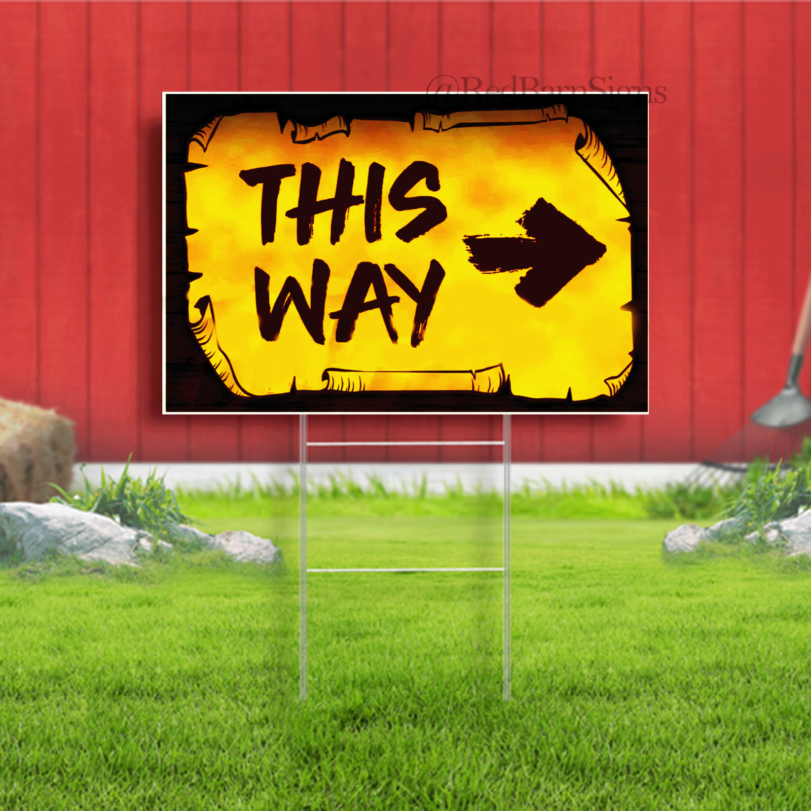 THIS WAY RIGHT ARROW Yard Sign Corrugated Plastic Bandit Lawn USA PIRATE