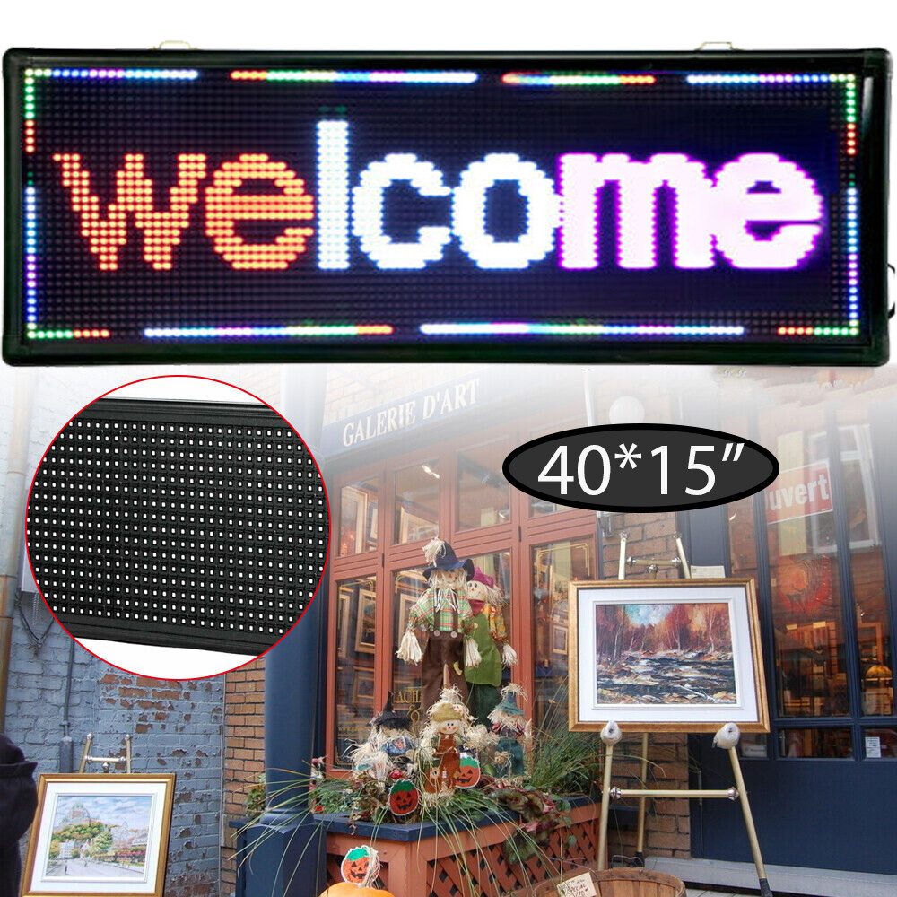 LED Sign 40″ X 15″ Scrolling Message Display Board 3 Color Programmable Sale!