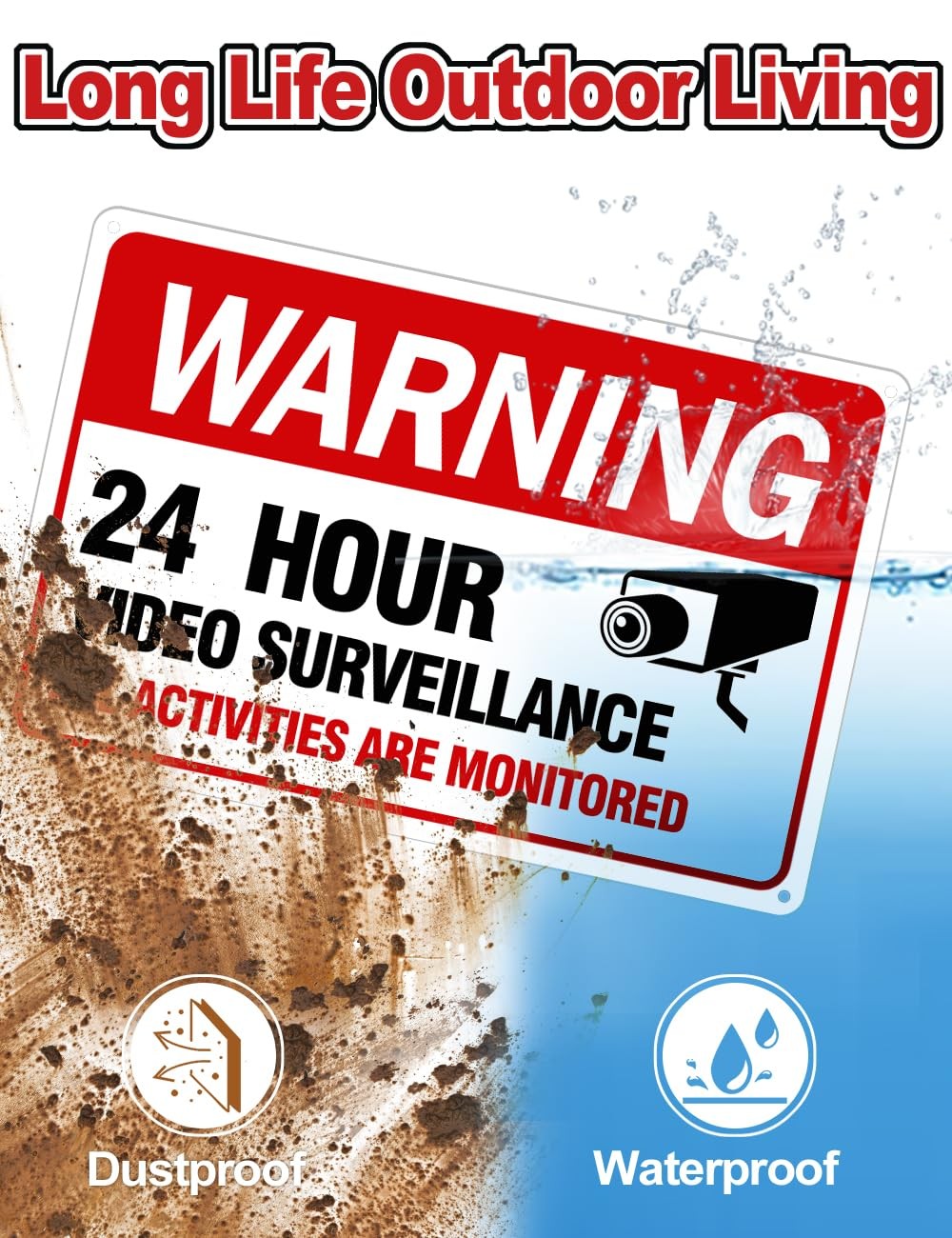Video Surveillance Warning Signs Reflective Waterproof 4 Pack