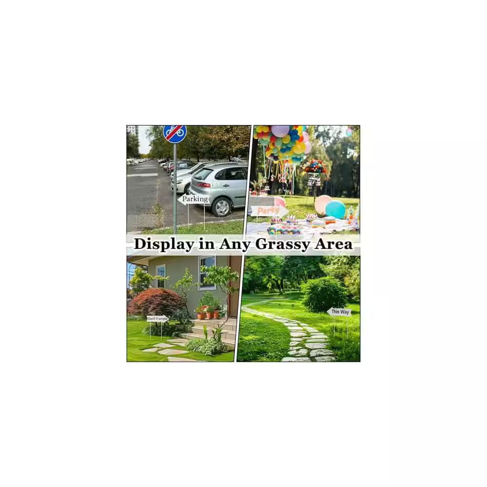 6-Pack Blank Yard Signs with Stakes, Double-Sided Plastic Arrow Directional Sign