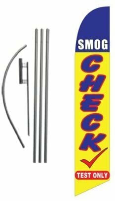 Smog Check Advertising Feather Banner Swooper Flag Sign with Flag Pole Kit…