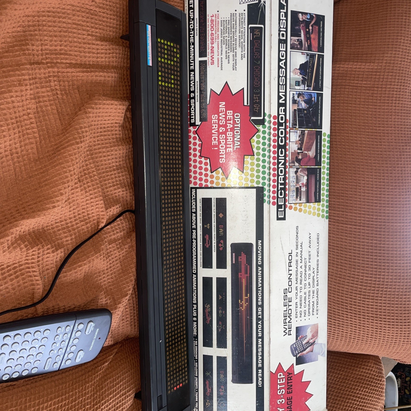 Beta-Brite 1992 Display with Remote and Power Cord Working. Vintage