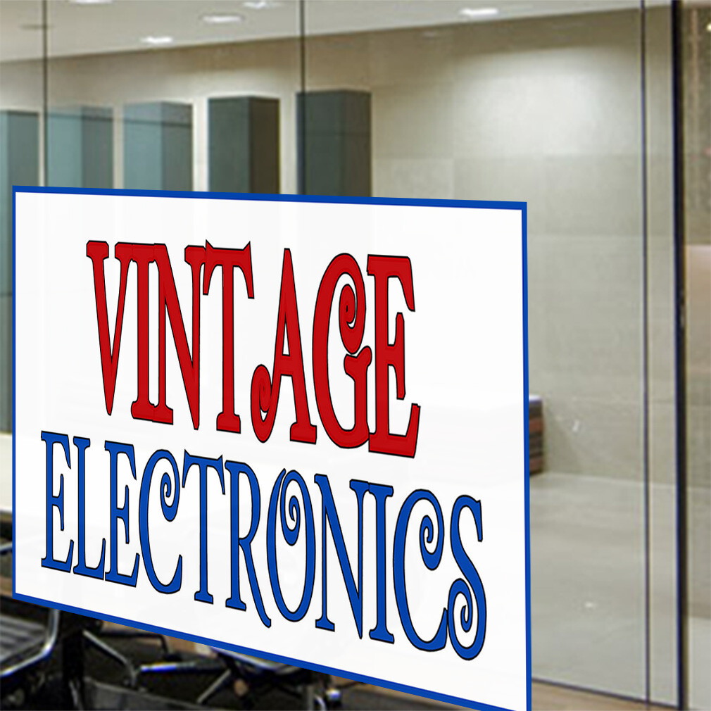 Decal Stickers Vintage Electronics Vinyl Store Sign Label Vintage