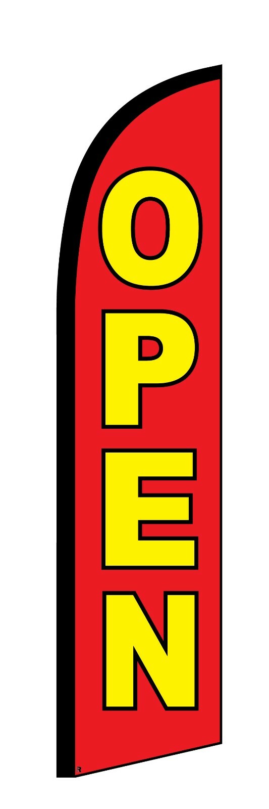 OPEN Red & Yellow ~ Windless Feather Flag ~ includes Pole & Ground Stake