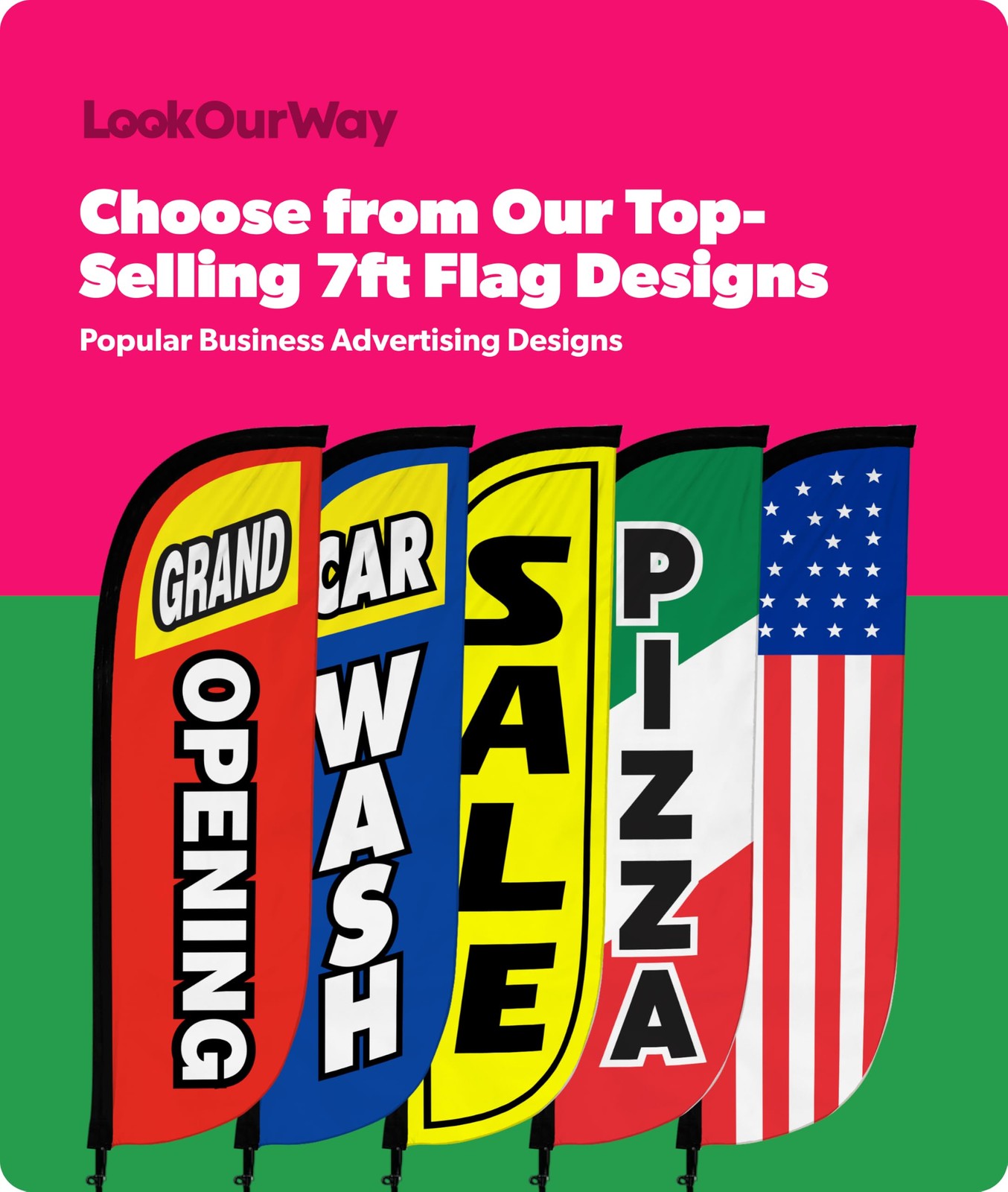 Lookourway Feather Flag Pole Kit – 7 Feet Tall Advertising Flag Banner