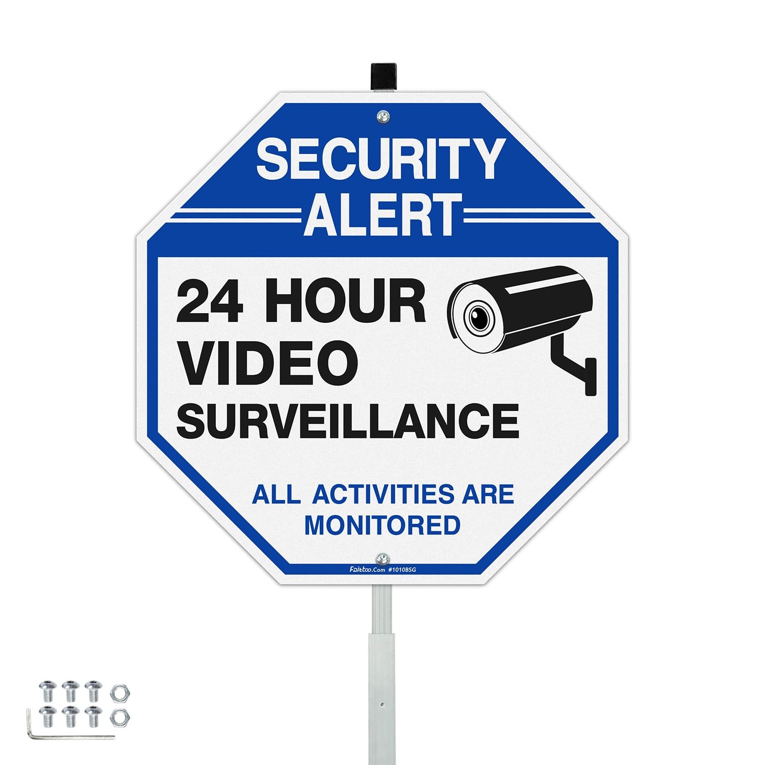 Security Sign Video Surveillance Sign 10×10″ Reflective Aluminum Stake
