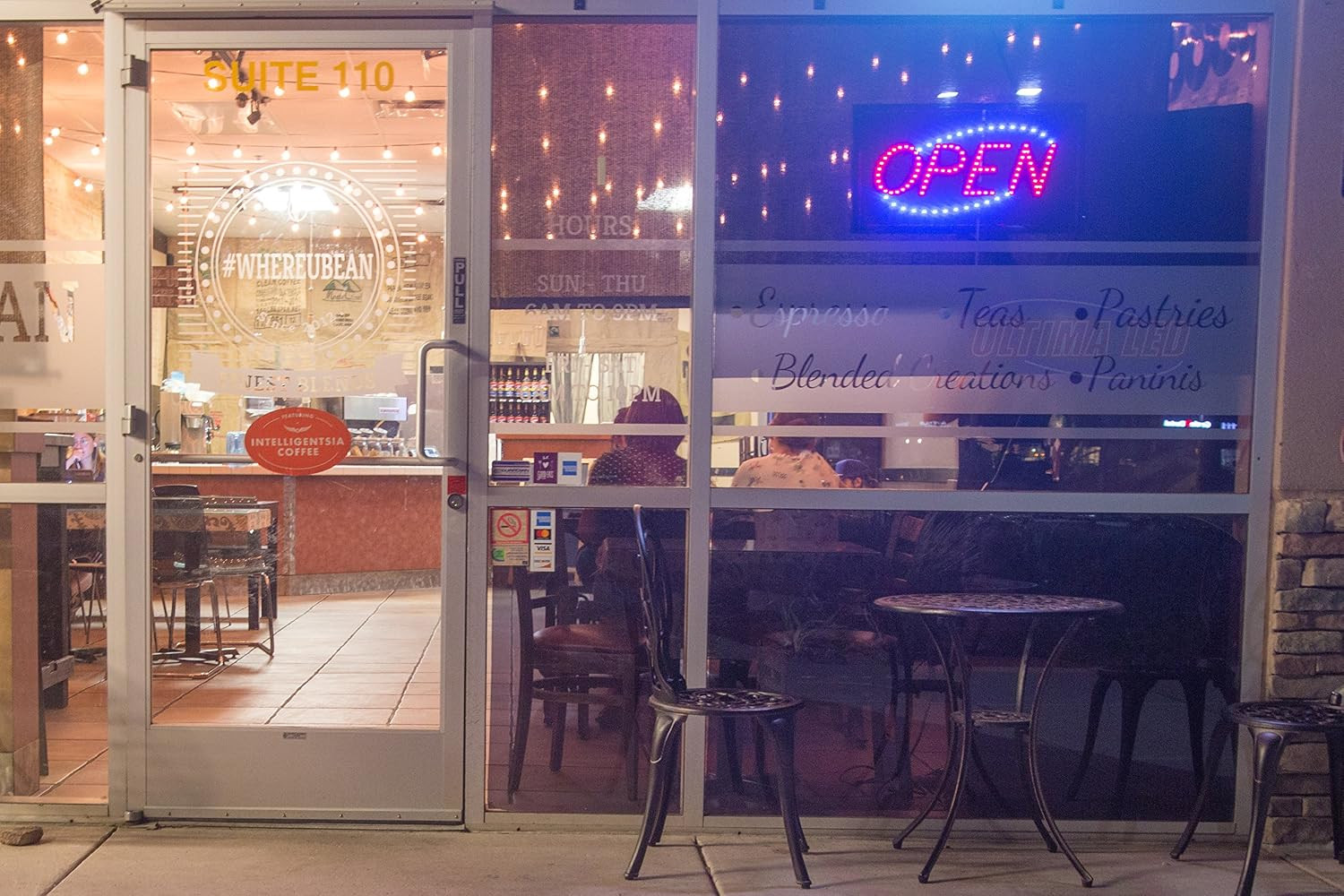 Neon Open Sign for Business: Horizontal LED Sign with Flashing Mode for Stores