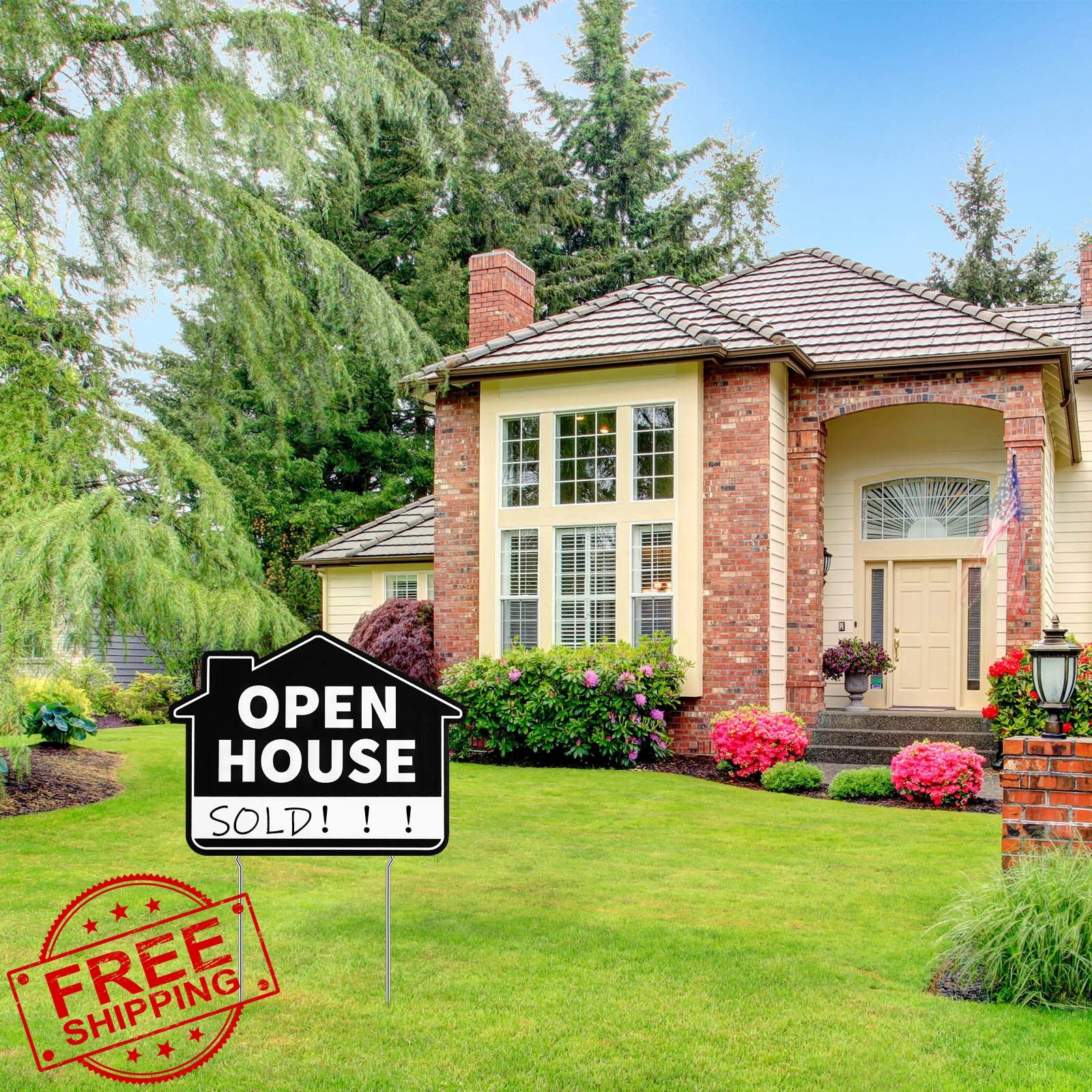Queekay 5 Pack Black Open House Yard Signs with Metal Stakes for Real Estate …