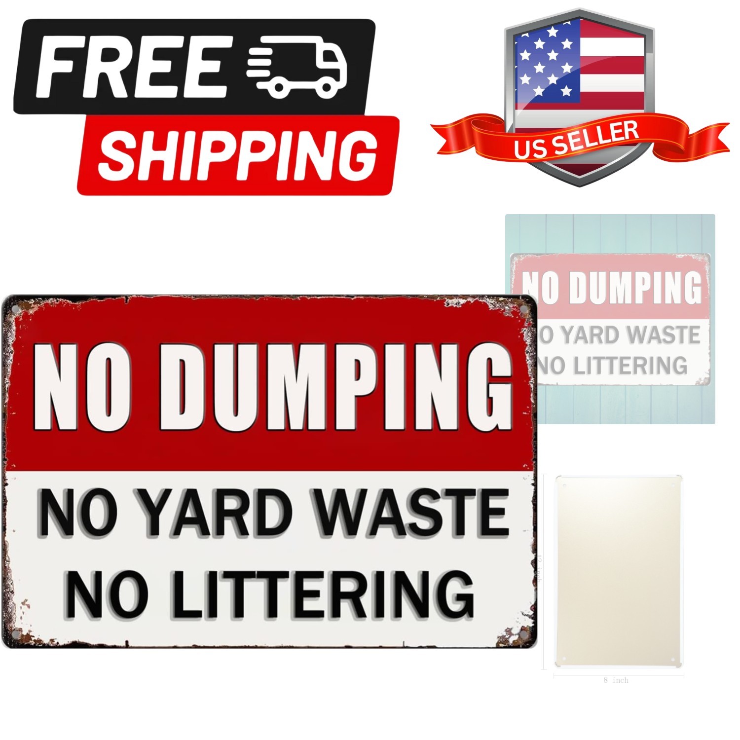 No Dumping Signs Private Property No Dumping No Yard Waste No Littering Tin S…