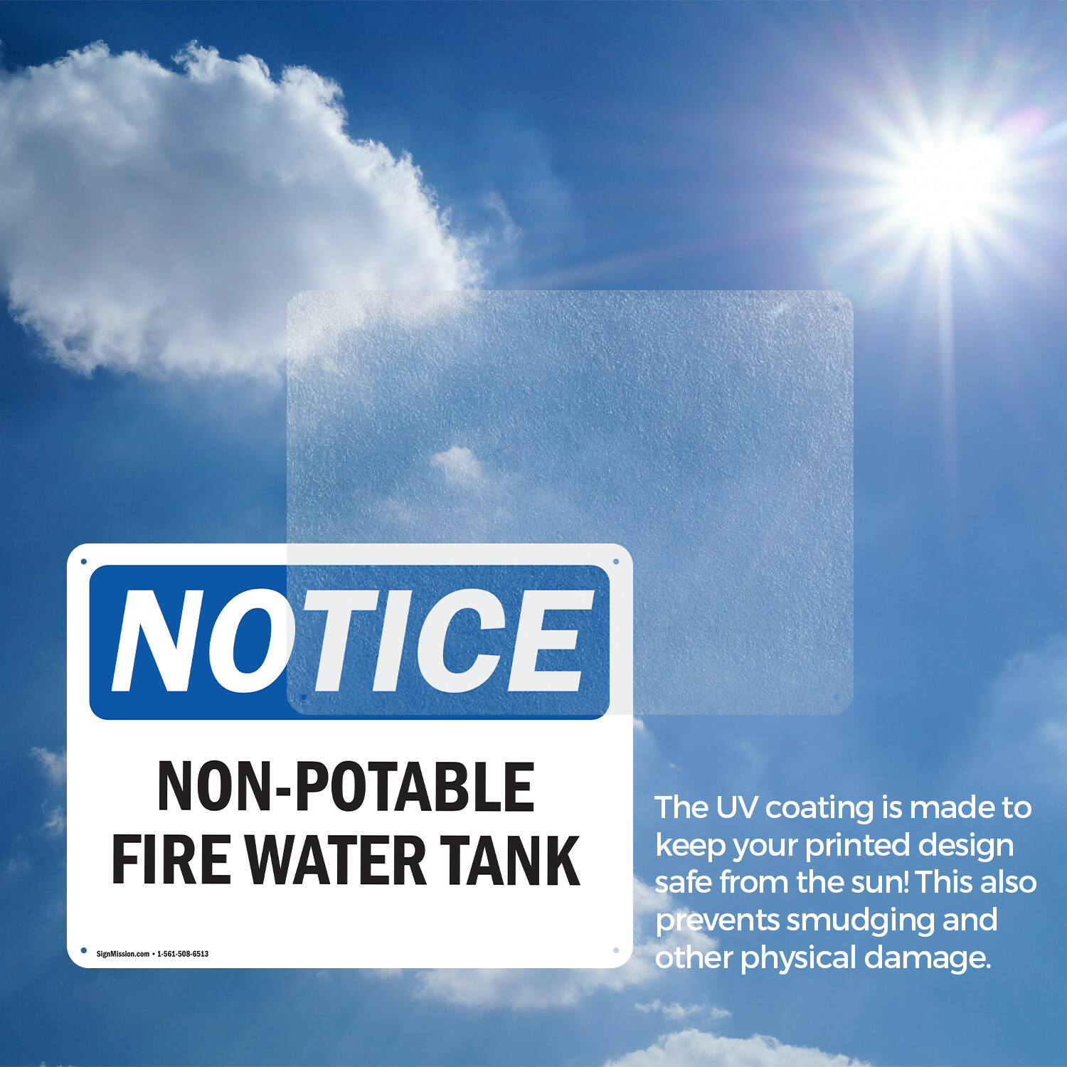 (2 Pack) Non-Potable Fire Water Tank OSHA Notice Sign Decal Metal Plastic