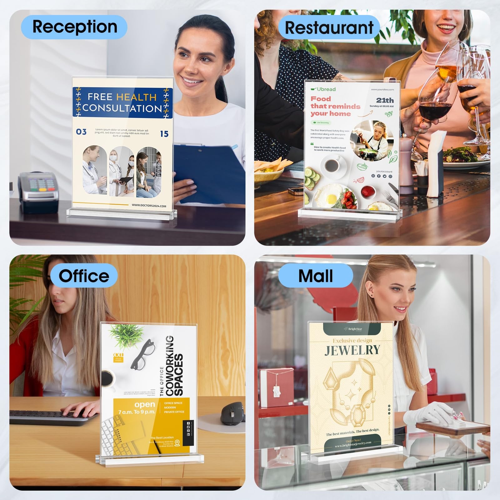 MaxGear Acrylic Sign Holder 8.5 X 11 Inches 1 Pack, Double 8.5”x11”, Clear