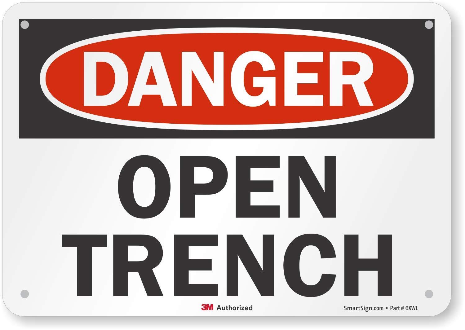 U3-1885-RA_10X7 “Danger Open Trench ” Reflective Recycled Aluminum Sign 10″ x 7″