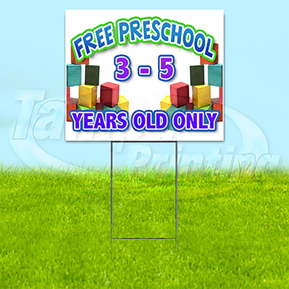 FREE PRESCHOOL 18×24 Yard Sign Kids Plastic Corrugated WITH STAKE USA YS00148