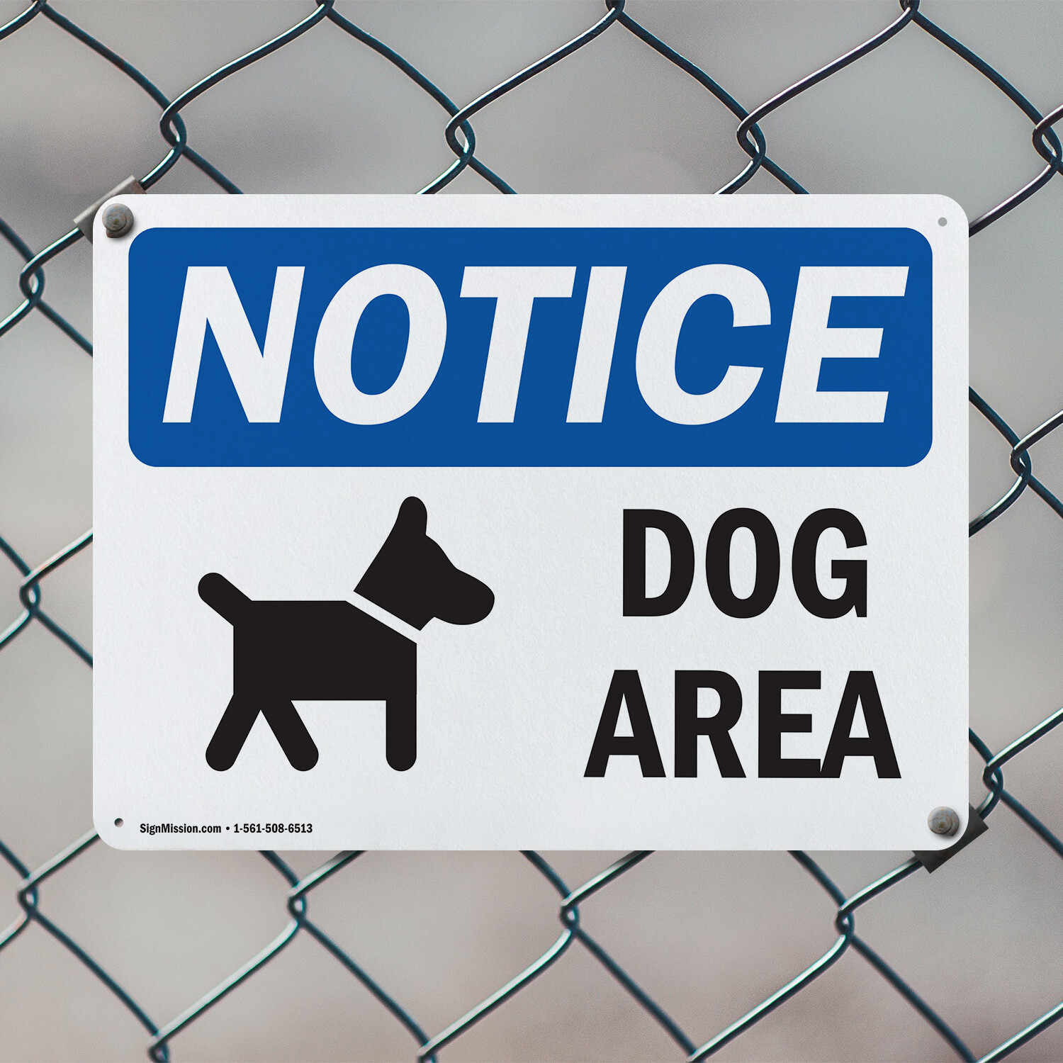(2 Pack) Dog Area OSHA Notice Sign Decal Metal Plastic