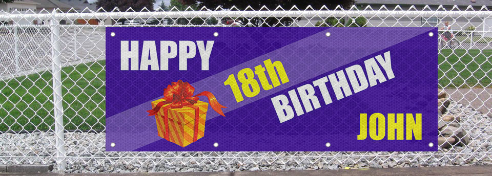 Happy 18Th Birthday Custom Name 13 Oz Vinyl Banner Sign With Grommets