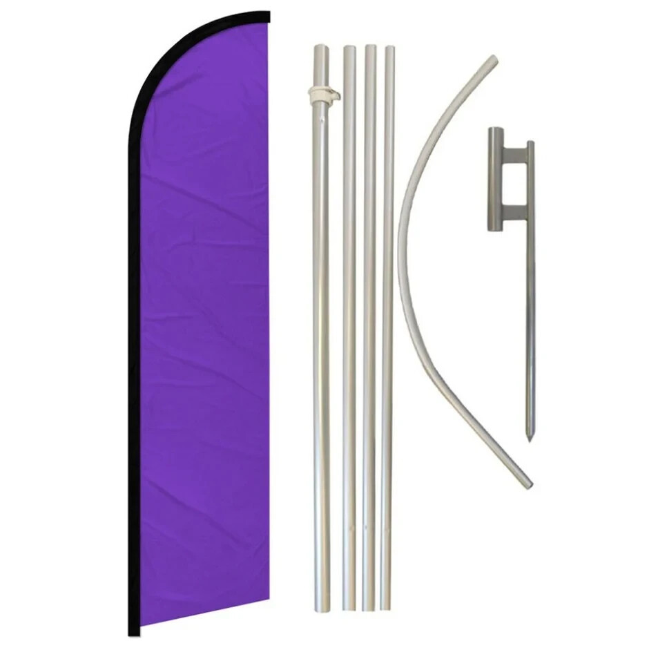 Purple Solid Color Windless Advertising Banner Flag & Pole Kit