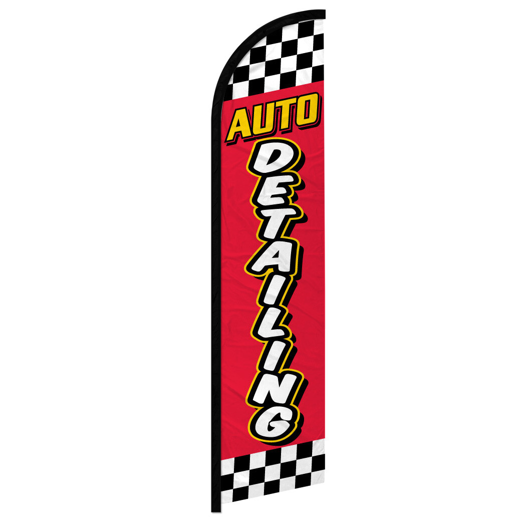 Auto Detailing Full Curve Windless Swooper Flag Auto Body RED