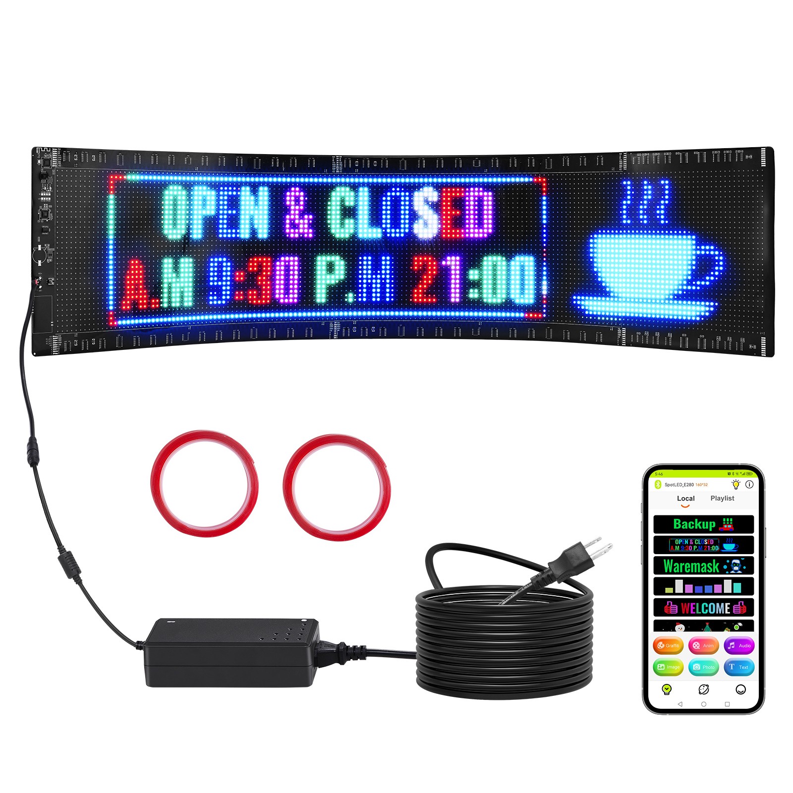 Uimoso 32.9″x8″ Programmable LED Sign Scrolling Display Board P5 Full Color