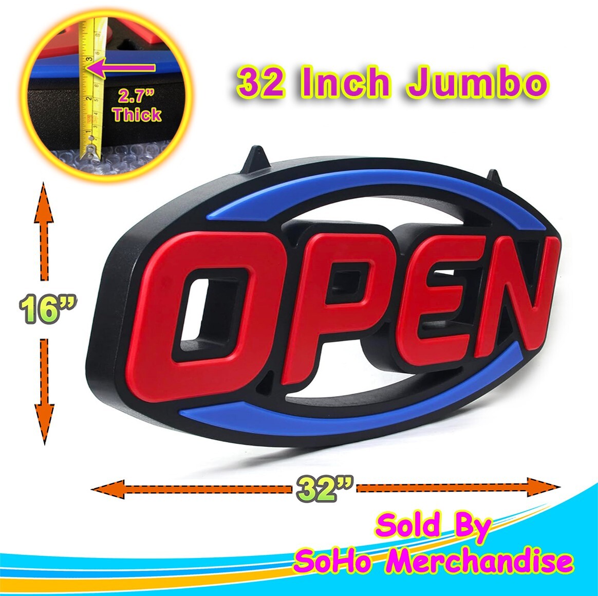 Large LED Open Sign Neon Light Bright for Restaurant Bar Pub Shop Store Business