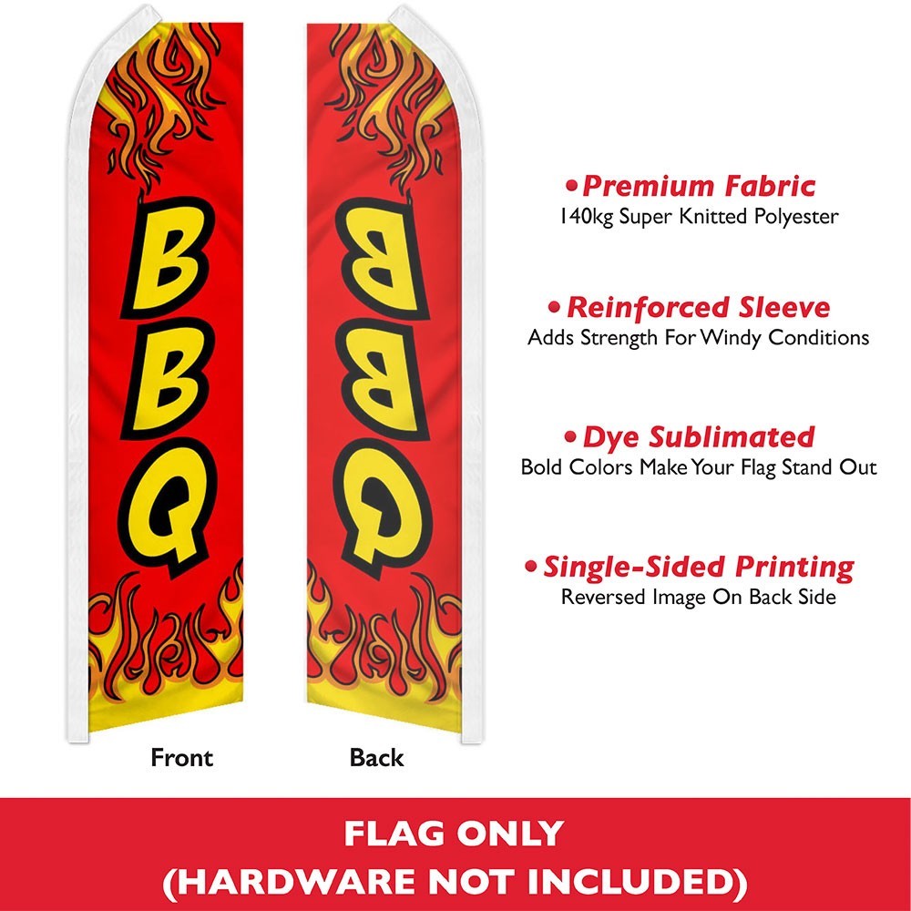 BBQ (Red) Swooper Advertising Food Banner Flag For BBQ Restaurants & Food Trucks
