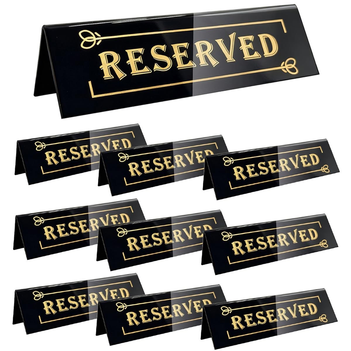 10PCS Acrylic Reserved Table Signs – 6x2x1.6 in Table Tent – Double-Sided, Wa…